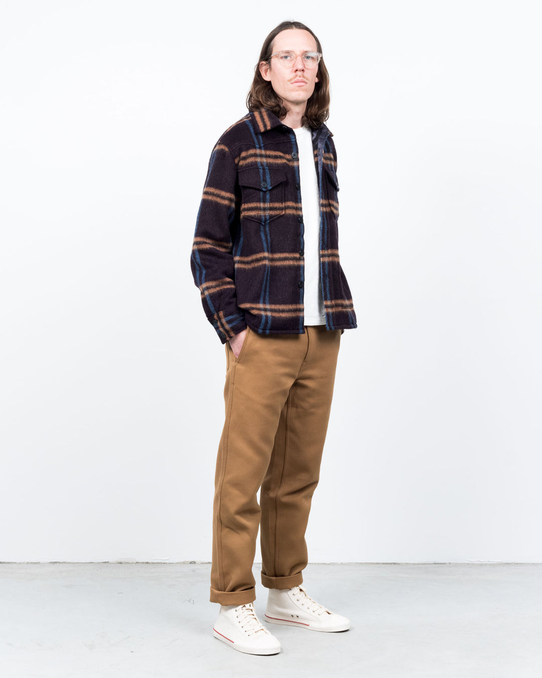 CPOシャツ ブラッシュドチェック フィグ