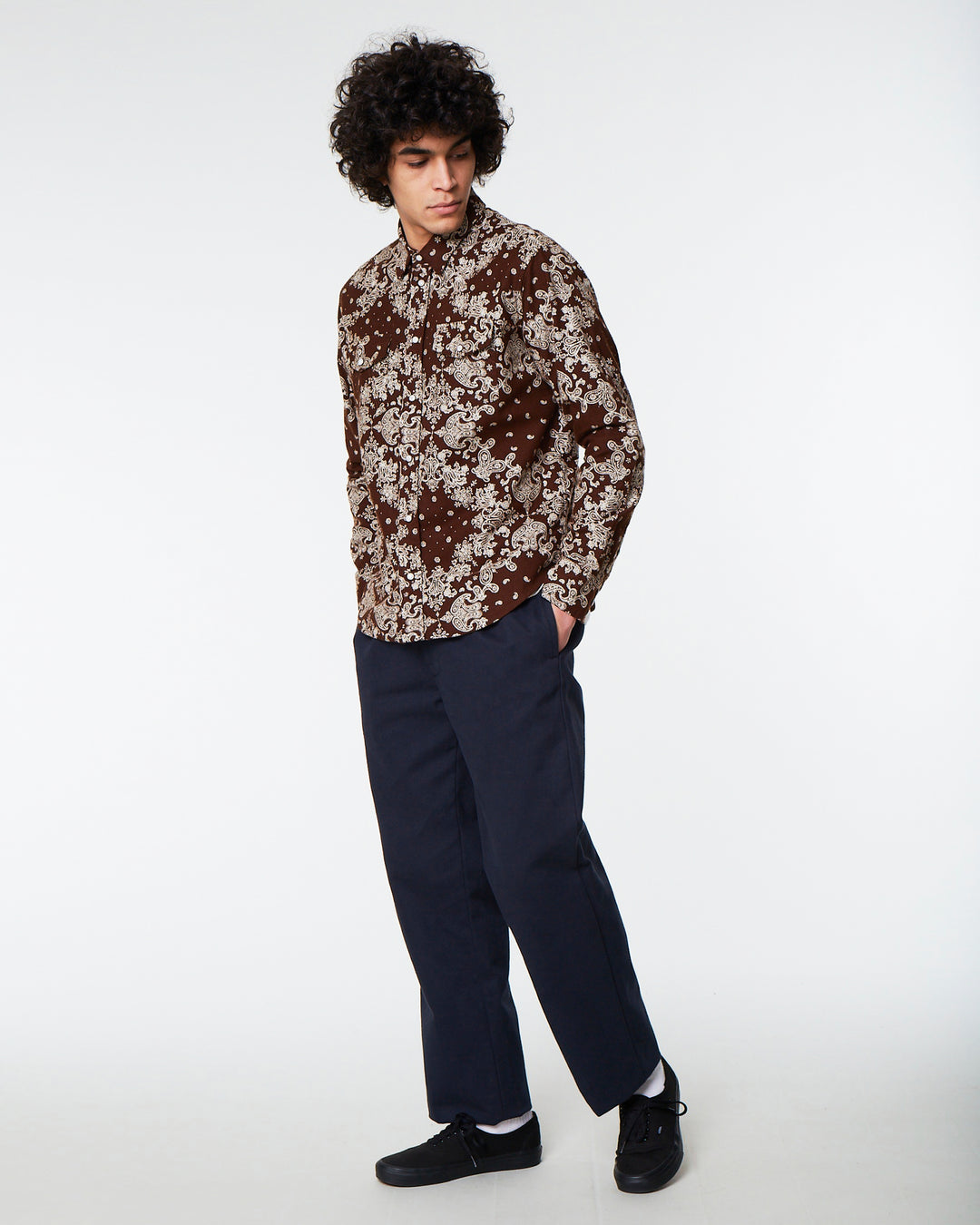 Western Shirt Velvet Bandana Brown