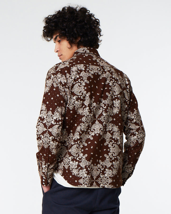 Western Shirt Velvet Bandana Brown