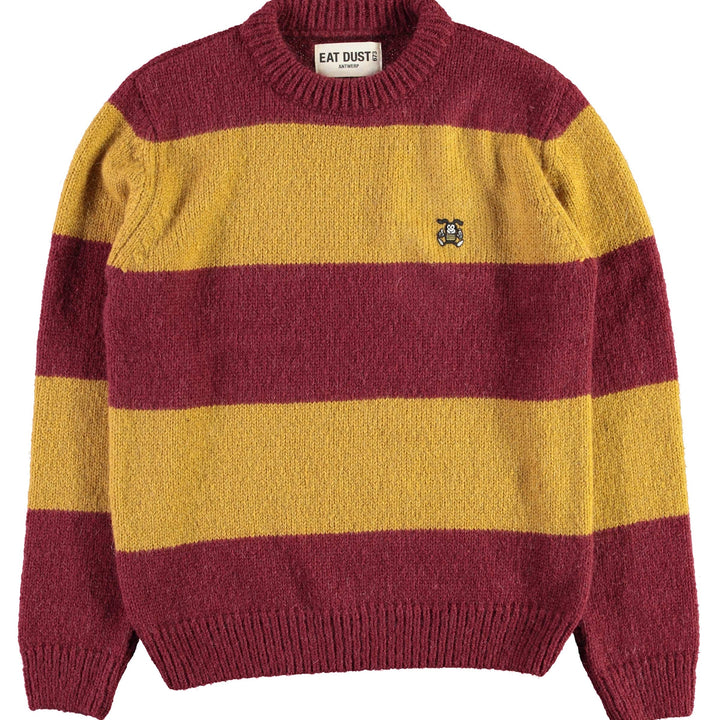 Crew Neck Sweater Stripe Mohair Bordeaux/Yellow