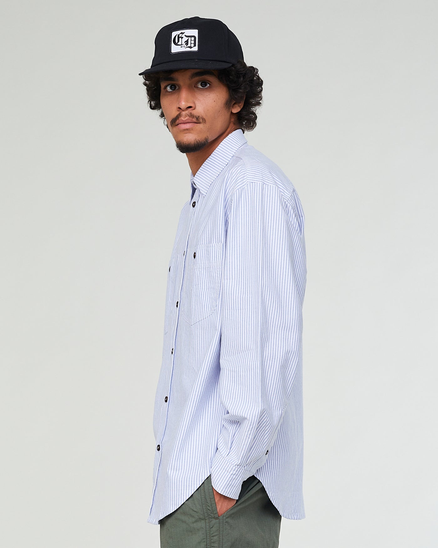 Worker Shirt Pit Stop Stripe Light Blue