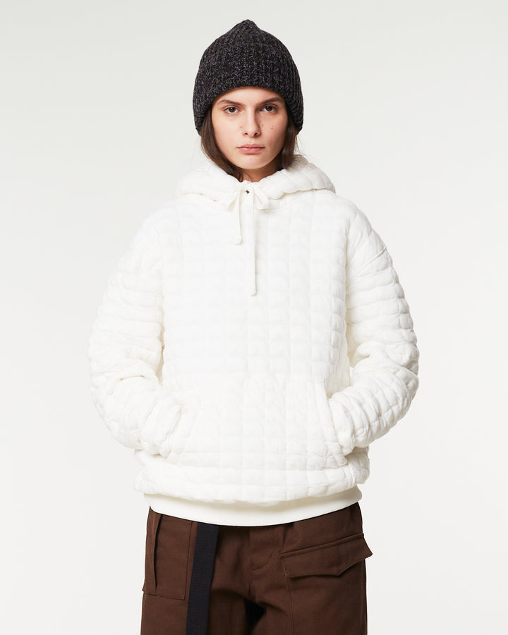 Hoodie Quilted Fleece White