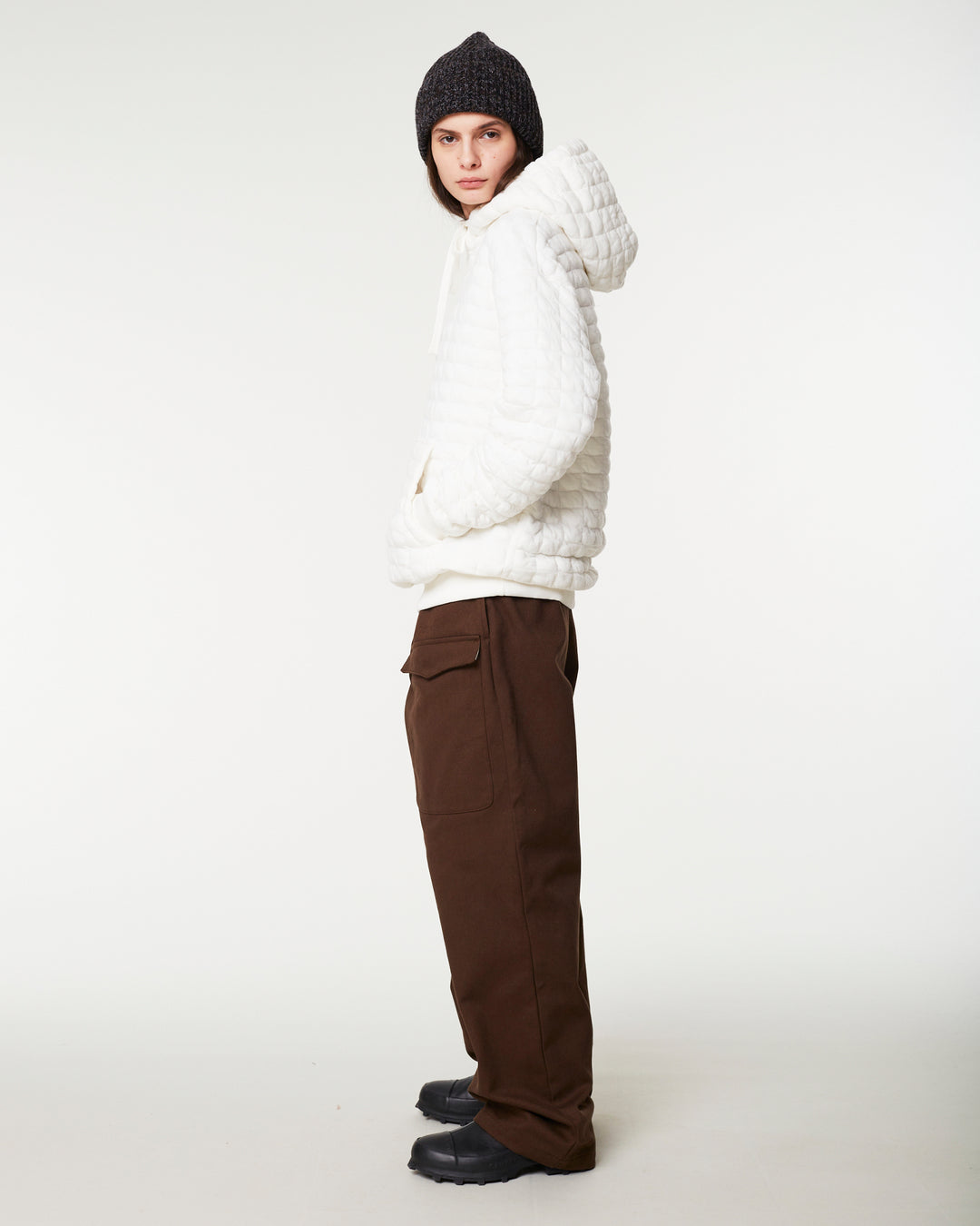 Hoodie Quilted Fleece White